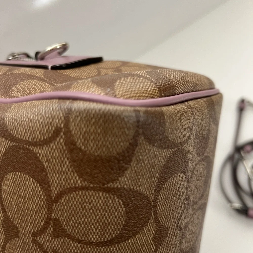 Coach Small Rowan CC signature brown and Lilac trim Crossbody Bag - Picture 15 of 15